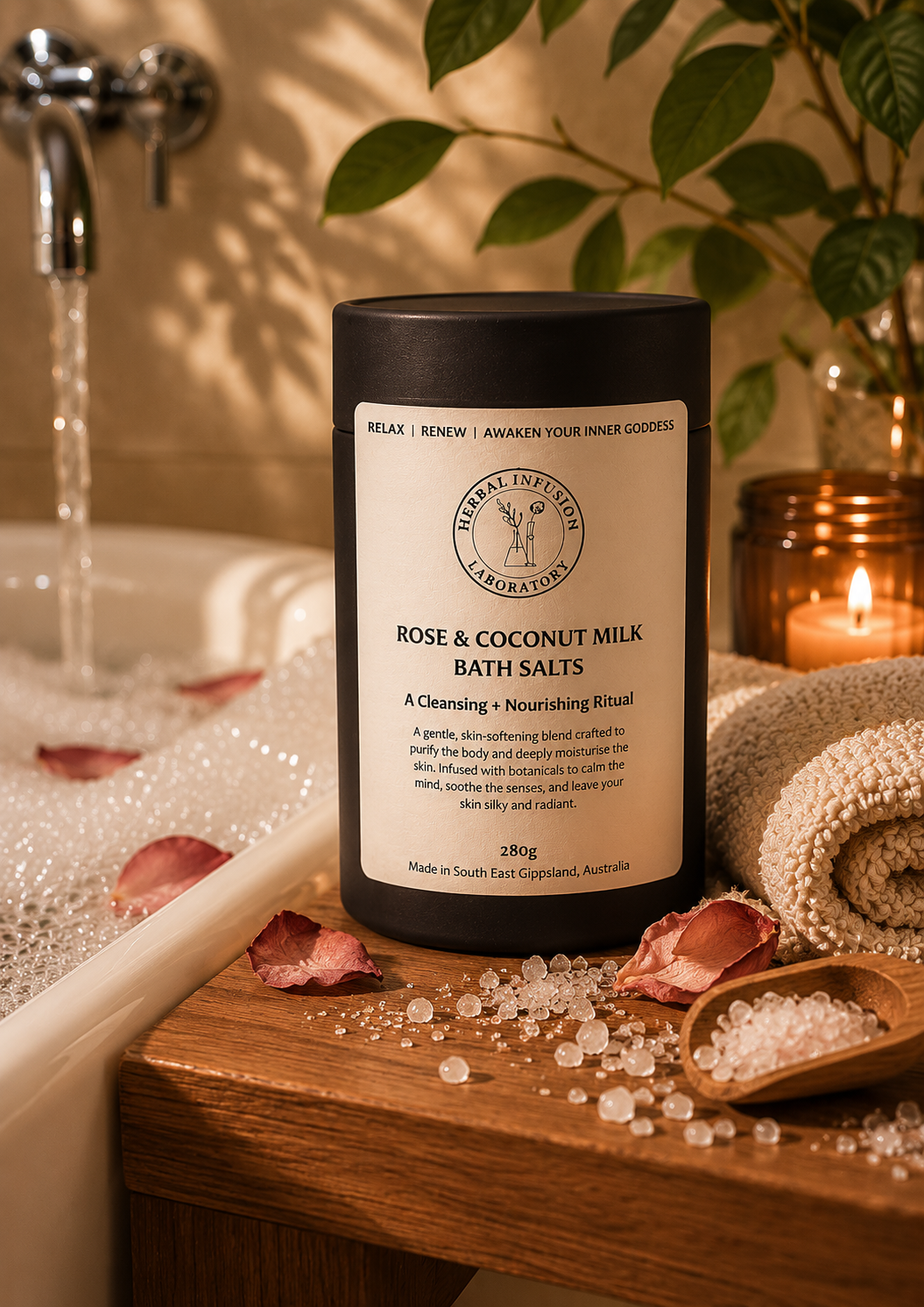 HiL rose and coconut milk bath salts